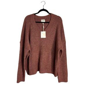Thread & Supply Boxy V-Neck‎ Sweater Women's 2X Rust Red Brown NWT